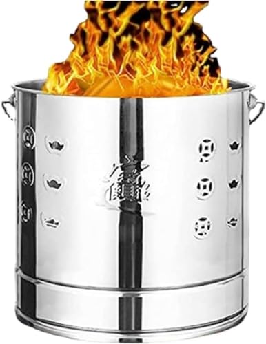 焼却炉落ち葉焼却炉 焚火台 家庭用 無煙 耐蝕性 耐熱ペイントコート 煙突 無臭 ドラム缶焼却炉 ステンレス焼却炉 ゴミ焼却炉 庭の紙の葉のゴミの木の裏庭のたき火 (シルバー,S)