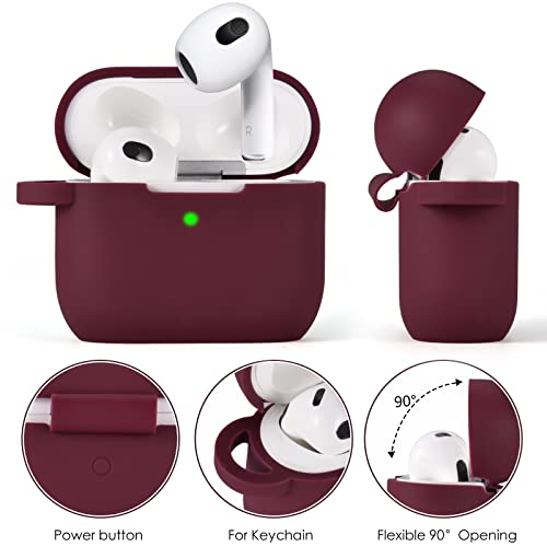 Image of VISOOM Case for Airpods 3 Pink Airpods 3rd Cases 2021 Silicone for iPod 3 Earbuds Case Cover Women Wireless Charging Case with Accessories Girl Bling Keychain for Apple Ear Buds 3rd Generation