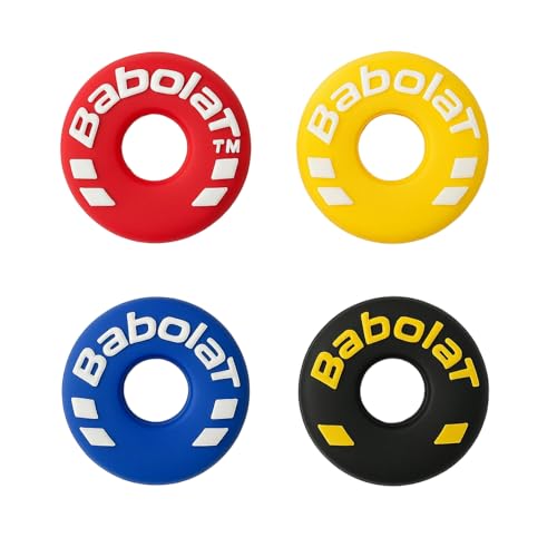 Vayfoni 4PCS Tennis Racket Dampeners - Silicone Tire-Shaped Vibration Absorbers - Shock Dampener for Tennis Training and Match Use - Red Yellow Blue Black