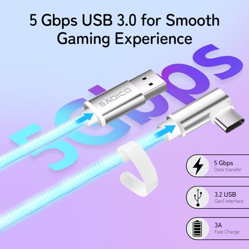 Image of Saqico 16FT Quest Link Cable for Oculus /Quest 3 /Meta Quest 3S, Quest 2 /Pro /Pico 4, USB 3.0 Data Cable to USB C Link Cable with 5Gbps Super High Speed VR Accessories for Virtual Reality Quest Headset