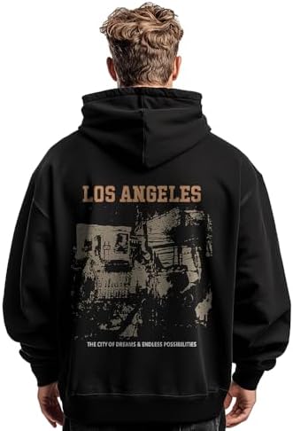 Nobero Men's Graphic Printed Oversized Hoodie | Cotton Rich Fleece Hooded Sweatshirt | Relaxed Fit Casual Winter Wear for Men
