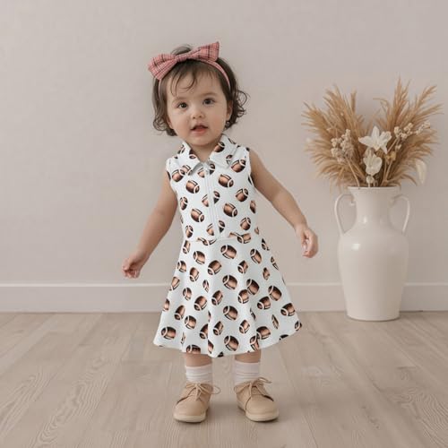 Kids Toddler Girl Football Outfit Sleeveless A Line Polo Dress Athletic Dress Activewear Camo Game Day Clothes2