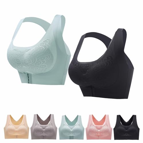 Genérico Sujetador Corrector de Postura de Espalda para Mujer, Sujetador Push up sin Aros con Soporte cómodo y Moldeador, Sujetador sin Costuras con frunces superflexibles (2pcs C,XL)