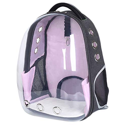 Yugoujiu Katzentasche Aus Tragbarer Weltraumtasche Transparenter Katzenkäfig Katze Atmungsaktiv Brust Umhängetasche Hund Haustier Kabinenrucksack,Pink,33 * 28 * 44 cm Cover