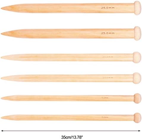 Coopay Large Knitting Needle Set, Big Knitting Pins 15mm, 20mm, 25mm, Chunky Needles for Chunky Knit, Huge Needle for Thick Yarn, Blanket, Scarf and Knitting Project, Jumbo Wooden Knitting Kit 35cm