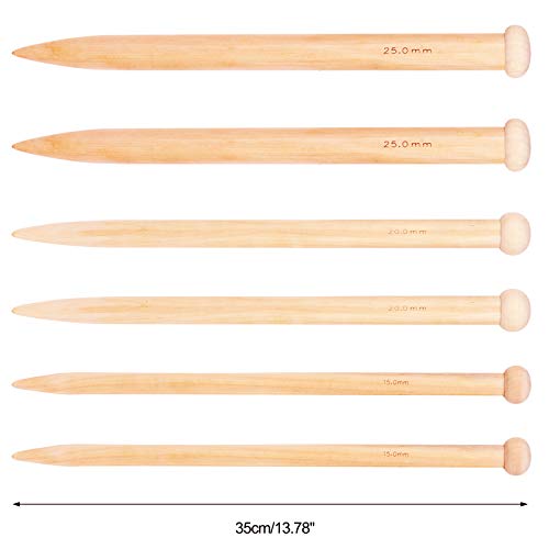 Coopay Huge Knitting Needle 25Mm, Big Knitting Needle For Super Chunky Yarn And Larger Knitting Project, Wooden Jumbo Straight Knitting Pins For Arthritic Fingers, Lightweight Solid Wood, 35Cm Long #TOP3