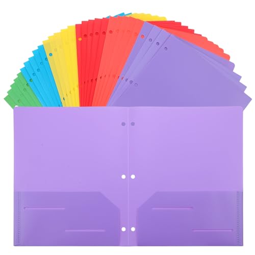 Lot de 30 dossiers en plastique à deux poches imperméables pour protéger vos rapports professionnels