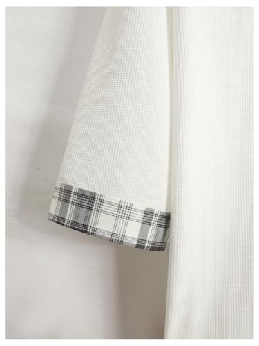 Image of OYOANGLE Men's Textured 3 /4 Sleeve Drop Shoulder T Shirt Loose Fit Plaid Cuff Tee Tops