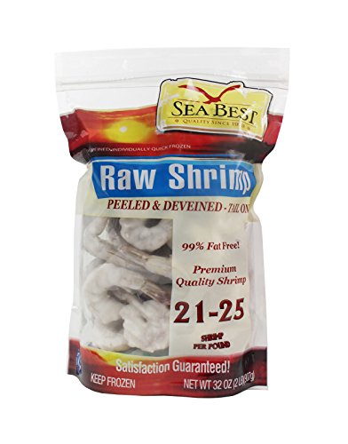 Sea Best 21/25 Count Peeled and Deveined Tail On Shrimp, 2 Pound (Pack of 1)
