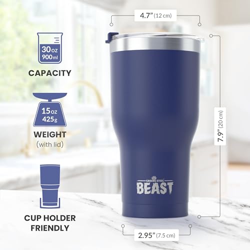 Image of Beast 30 oz. Royal Blue Tumbler Stainless Steel Vacuum Insulated Rambler Coffee Cup Double Wall (30 oz, Royal Blue)