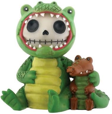 Dash Fun : Hand Painted Furrybones Chompsy the Alligator NEW Skull in Costume