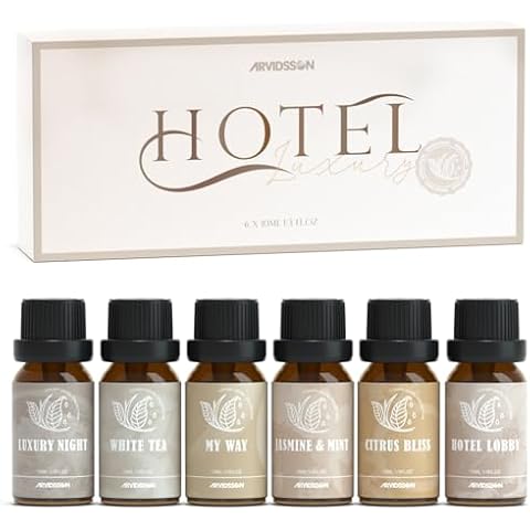 Hotel Fragrance Oils Set, ARVIDSSON Hotel Diffuser Oils, Luxury Essential Oils for Diffuser, Hotel Scented Oil for Home, Jasmine & Mint, White Tea, Citrus Bliss, Hotel Lobby, My Way Cover