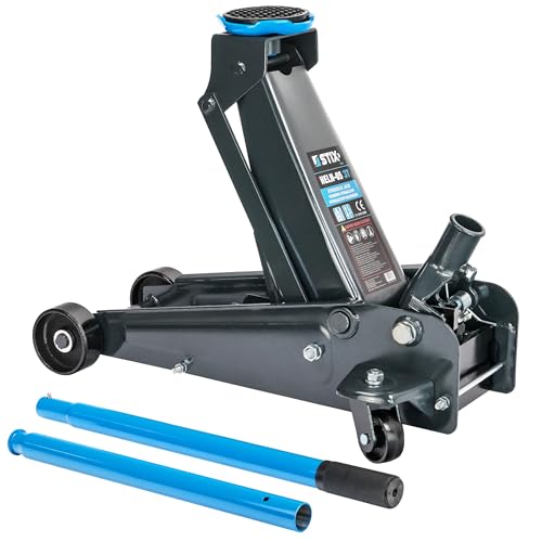 STIX HELN-05 Gato hidráulico 3T - design robusto, faixa de elevação 130-480 mm, alavanca divisível 94 cm, rodas metálicas, elevação sólida para garagem e oficina