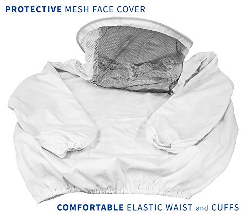 VIVO Professional White Large Beekeeping Suit, Jacket, Pull Over, Smock with Veil, BEE-V105