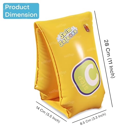 Image of Zest 4 Toyz Swimming Arm Bands for Kids Arm Sleeves Band for Swimming Pool Inflatable Water Wings and Arm Floaties for Boys and Girls 26 cm Pool and Beach Floater (Pair of 2) Yellow