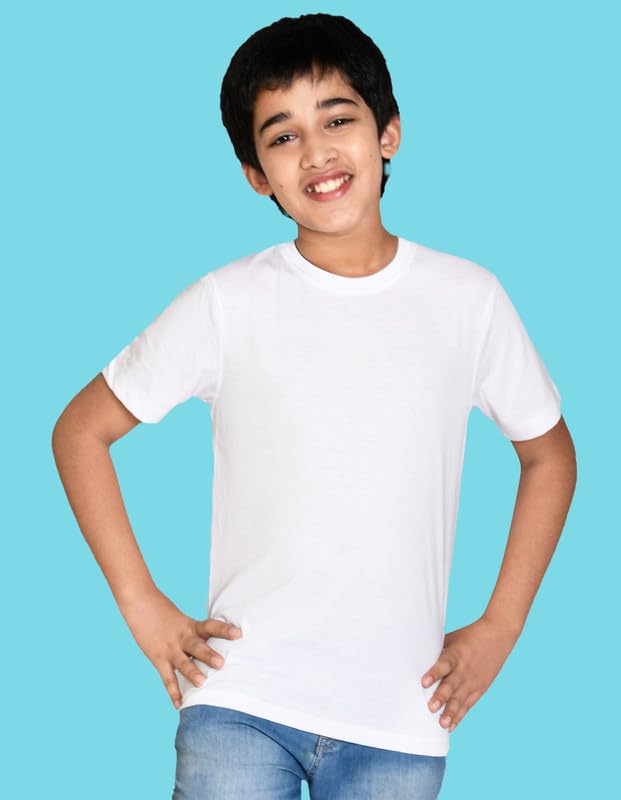 Image of Nusyl Boys Half Sleeves Solid T-Shirt for Kids | Soft Cotton Blend | Comfortable Regular Fit | Casual 2-16 Years | Multiple Colors & Pack Options