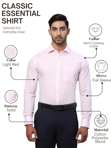 Image of Park Avenue Men Slim Fit Solid Pattern Polycotton Blend Semi Cutaway Collar Full Sleeve Formal Shirt