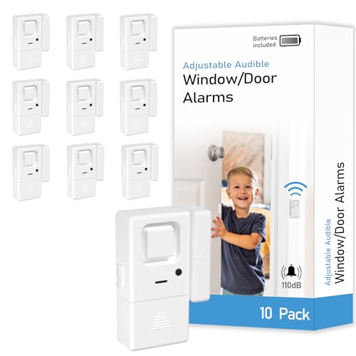 Door Window Alarms -10 Pack - Adjustable Volume,
