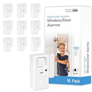Door Window Alarms -10 Pack – Adjustable Volume, Chime/Alarm, Wireless, Door Window Alarm Sensor for Home Security, Kids Safety, Door Open Alert Security Alarm for Home, Apartment and more, by Rosmila