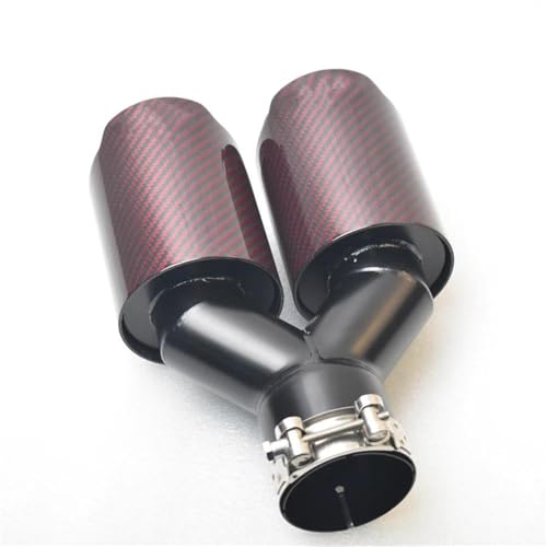 Buse décoration échappement carbone rouge double sortie 73
