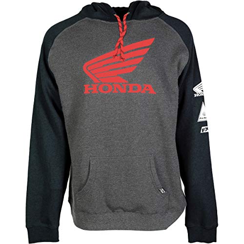 Factory Effex Honda Wing Hooded Pullover Sweatshirt-Black/Charcoal-L