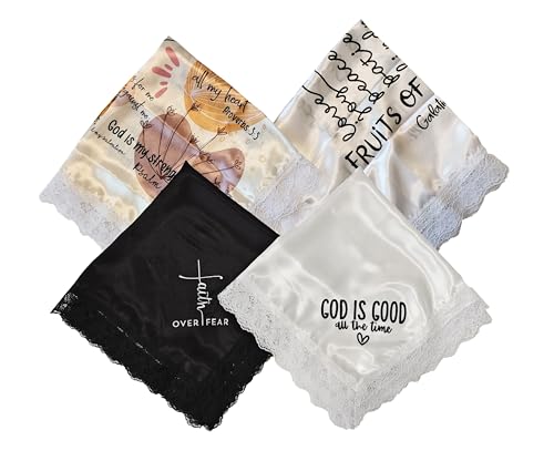 Women's Church Lap Scarf with Lace Trim, 26 Inch Silk Feel Cover,Handkerchief for Skirts Church Office (green) (white+black+church+bible)