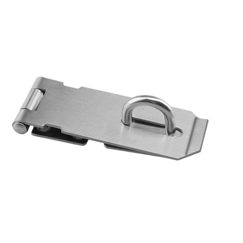 Mqfbnnp Silver 3 Inch Stainless Steel Buckle Lock Shed Gate Latch Stainless Steel Drawer Padlock Hasp Door Clasp Lock Home Burglar-Proof Bolt Buckle Screws Safety(Silver 3 Inch)
