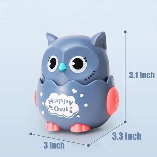 Image of Crackles Press & Go Owl Toy for Babies & Toddlers - Cute Cartoon Push and Go Animal Car - Friction Powered Mini Toy - Multicolor - Pack of 1