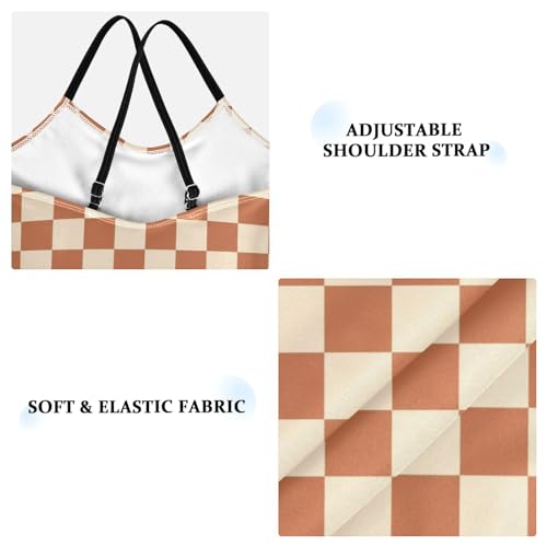 Image of Black and White Chess Girls One Piece Swimsuits Board Marble Tile Sport Halter Swimwear Beach Bathing Suit 3T