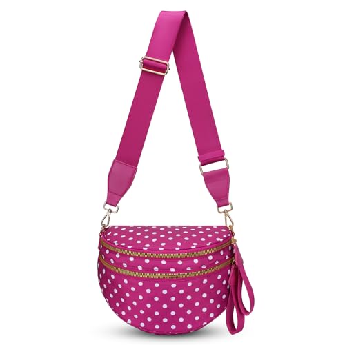 Bum Bags for Women - Polka Dots Crossbody Bags Large Capacity Bumbags Nylon Fanny Packs Belt Purse