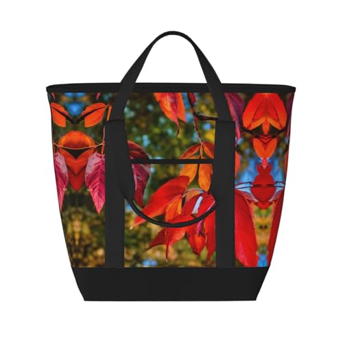 Sac isotherme grande capacité noir - Sac de courses réutilisable pour adultes motif automne