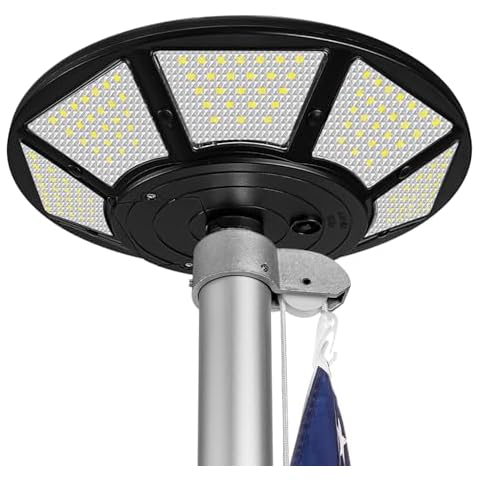 Etzeaxus Solar Flag Pole Light, 200 LEDs Super Bright Flagpole Light Solar Powered for Outdoor 15-25'' Flag Poles, Up to 12 Hrs, Waterproof & 100% Flag Illumination (Black) Cover