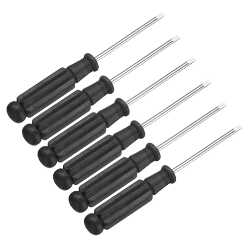 sourcing map 6pcs Mini Slotted Screwdriver 2.5mm 93mm Length Micro Precision Flat Head Screw Driver with Non-Slip Black Handle for Watch Eyeglasses Electronics Small Appliances Repair