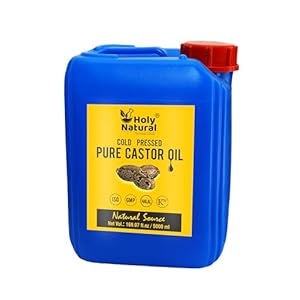 Holy Natural – The Wonder of World Cold Pressed Castor Oil (169.07 fl oz) Pure, No GMO, NO Heat treatment, Castor Oil – Moisturizing & Healing, For Dry Skin,Hair Growth, Massage,Lash Growth