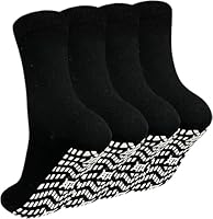 ZAKASA Stoppersocken Herren Antirutsch Socken: ABS Rutschfeste Socken Männer Anti Rutsch Socken mit Noppen Baumwolle Noppensocken Sportsocken 43-46 Schwarz-4 Paare