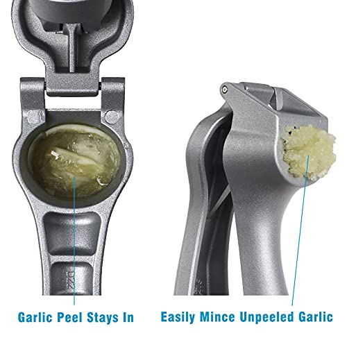 Garlic Press, Garlic Mincer Easy-Squeeze Ergonomic Handle, Rust Proof, No Need To Peel, Professional Ginger Press & Garlic Crusher With Handy Cleaning Brush- Dishwasher Safe #TOP3