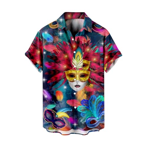 2025 Outfit Print Short Sleeves Front Buttons Men Shirt Casual Trendy Tops for Men 2025