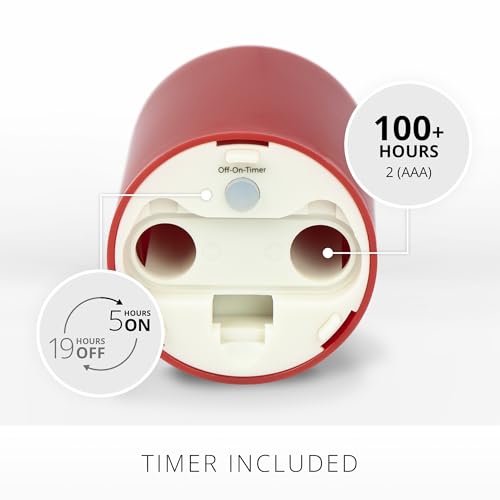 Image of Luminara Outdoor Votive Flameless LED Candle, Cherry Red 2 inch x 3.2 inch, Moving Flame Battery Operated Timer Remote Ready IPX4 Matte Plastic Finish