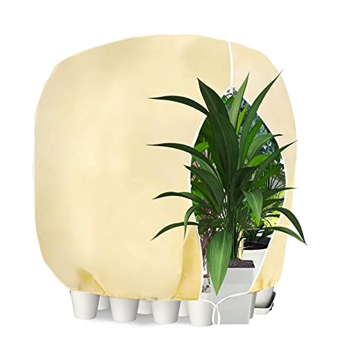 WEALSFUN Winterschutz für Pflanzen,Winterschutz Kübelpflanzensack Schutzhülle für Pflanzen als Baum Palmen Balkonpflanzen haube Zelt Atmungsaktiv - Reißfest,beige 200x240cm