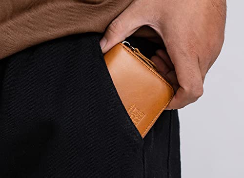 Image of Vintage Full Top Grain Leather Wallet RFID Blocking Multi Card Case with Zipper Pocket Card Holder for Men Women Gift Box
