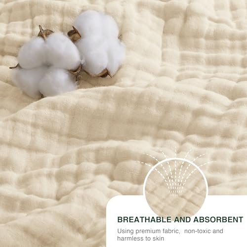 Love's cabin 100% Cotton Muslin Blanket, 6 Layer Lightweight Breathable Gauze Throw Blanket 50 x 60 Inches, Soft All Season Blanket for Couch, Bed, Sofa, Beige by Love's cabin - Image 3