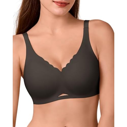 SHARICCA Wireless Bras for Women - Seamless Padded Bra No Underwire, Comfortable Soft Jelly T-Shirt Bralette for Older(S-2XL) X-Large Black