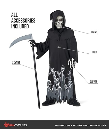 Disfraz de Grim Reaper para niños, brillo en la oscuridad miniatura 2