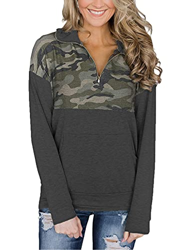 Hount Womens Casual Sweatshirt Camouflage Loose Soft Long Sleeve Pullover Tops Shirts