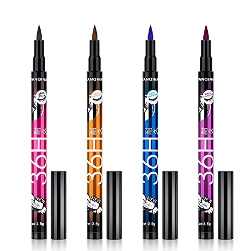 XICHEN 4 PCS/Color waterproof Eyeliner Pen, Waterproof Microblading Eyeliner and Stays on All Day for Eyes Makeup Quick Drying Formula