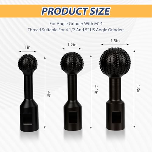Qivine Kugelfräser Holz, 3Pcs Holzfräser für Winkelschleifer Ø 25mm+ 30mm+ 40mm, Rotierender Kohlenstoffstahl Holzbearbeitungswerkzeuge für Bohrmaschine, Schleifen und Trimmen (M14 Gewinde)