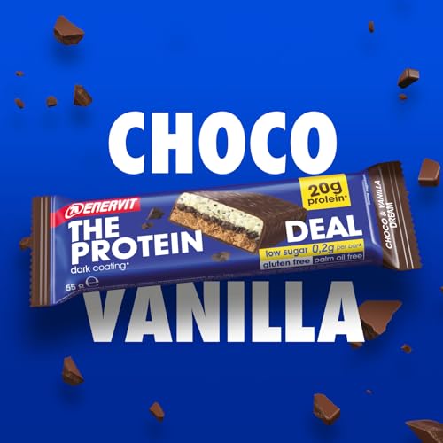 Enervit, The Protein Deal Choco & Vanilla Dream, Barrette Proteiche, Gusto Vaniglia e Cioccolato Fondente, 20g di Proteine, 0,2g di Zuccheri, Snack Goloso e Salutare, Senza Glutine, 12 Barrette da 55g - Immagine 1