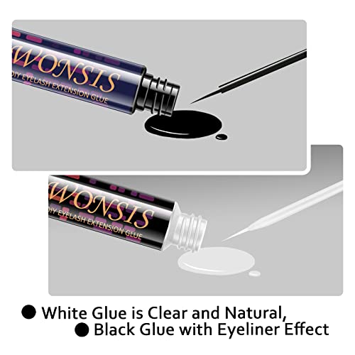 Wonsis Cluster Lashes Glue, Eyelash Glue For False Lashes Super Strong Hold 72 Hours Waterproof Gentle Eyelash Adhesive (White Glue) #TOP1