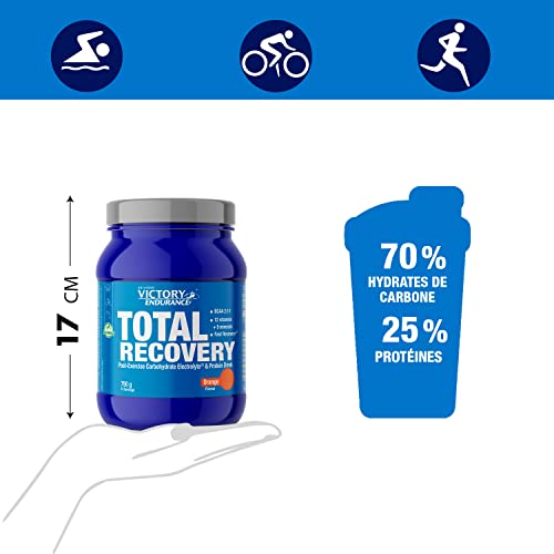 Victory Endurance Total Recovery - Optimise la Récupération Post-Entraînement – Avec Glutamine – BCAAs - Enrichie en Vitamines et Electrolytes – Goût Orange – 750g – Image 4