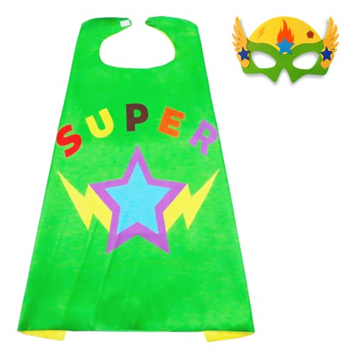 D.Q.Z Superhero-Capes and Masks for Kids Gifts for Girls Boys Super Hero Dress Up Cape and Mask (Green-Yellow)